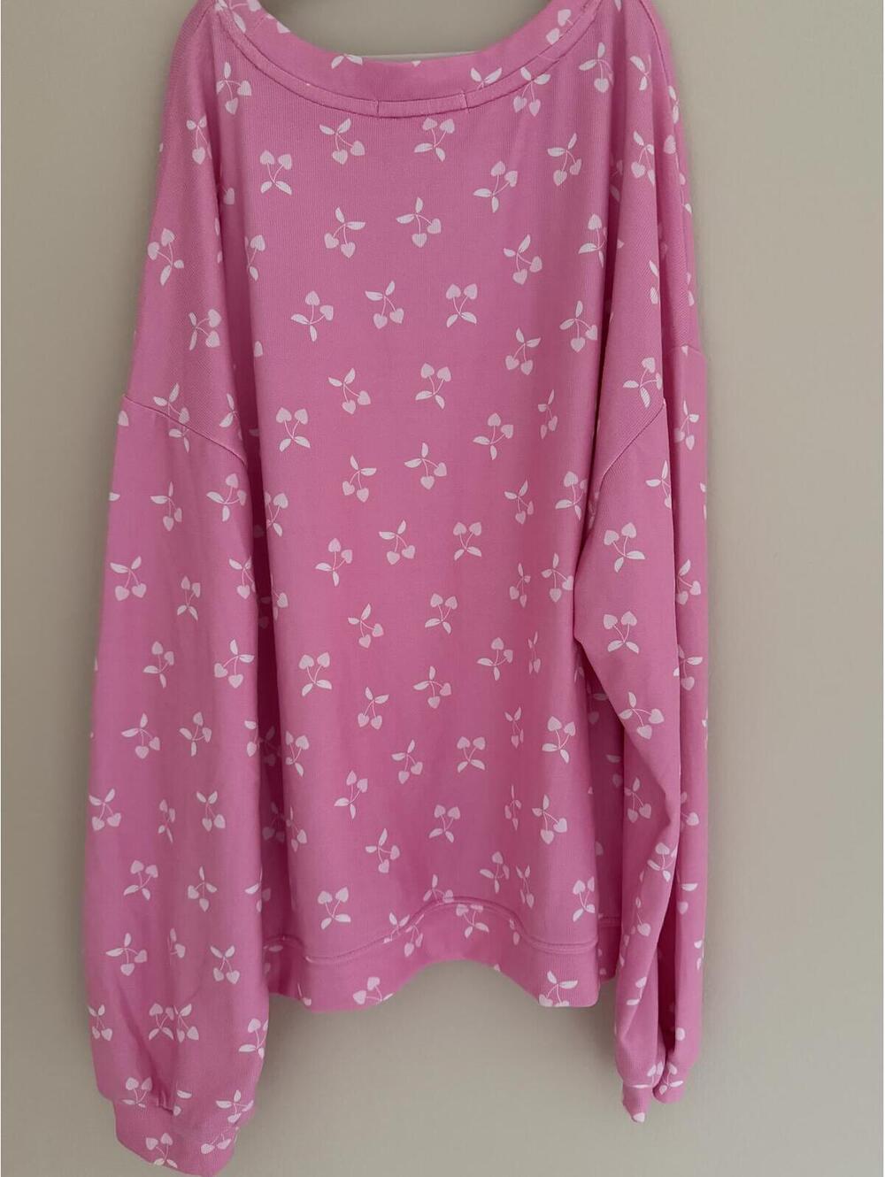 NWT SOFTEST by Z SUPPLY polyester/spandex drop shoulder pink white cherry hearts - Picture 6 of 6